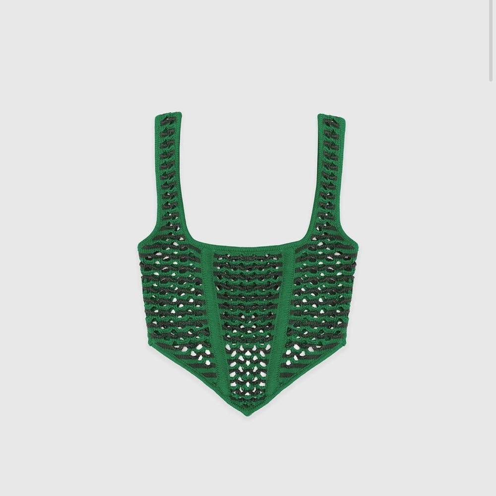 Maniere De Vior Green Crochet Top - Picture 2 of 5